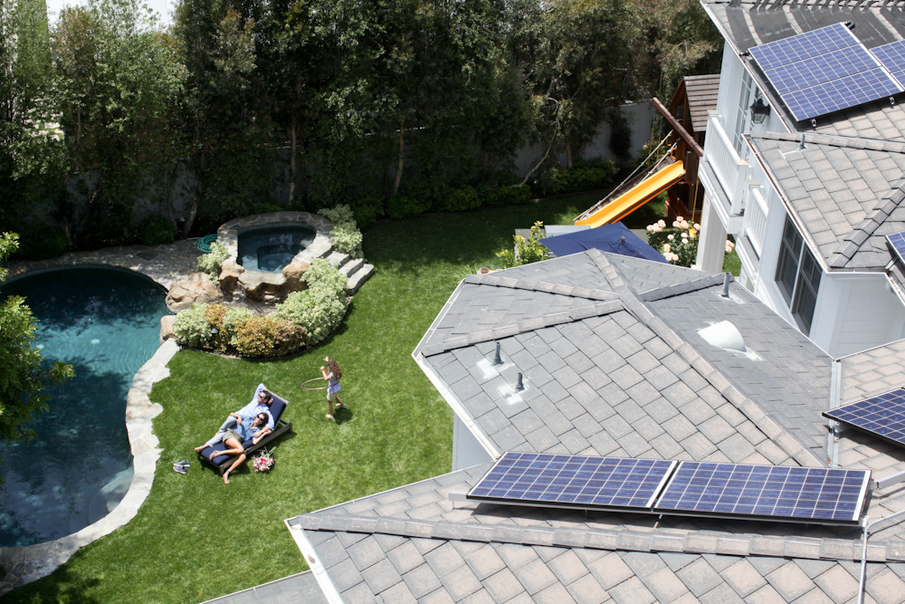 This Palisades home has solar panels installed on the roof, which is the most common spot for panels. Photo courtesy of Suntricity, Inc.