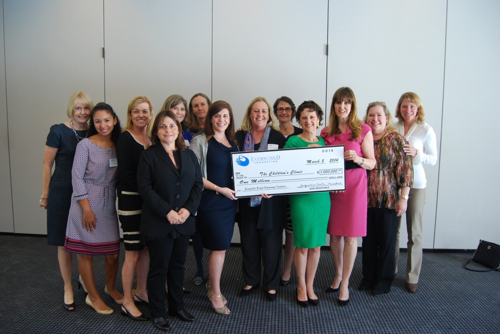 Pictured above: Everychild Executive Board, leaders of The Children’s Clinic, Long Beach Police Chief Jim McDonnell and Los Angeles County Board of Supervisors President Don Knabe with the $1 million grant award. Photo courtesy of The Everychild Foundation 