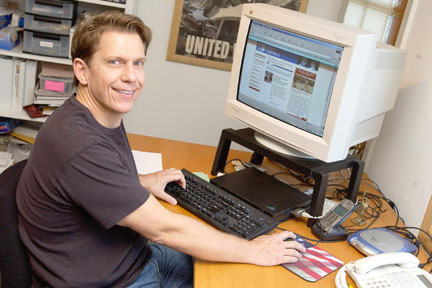 Palisadian Jim Hake, founder of the nonprofit organization Spirit of America, in his home office.