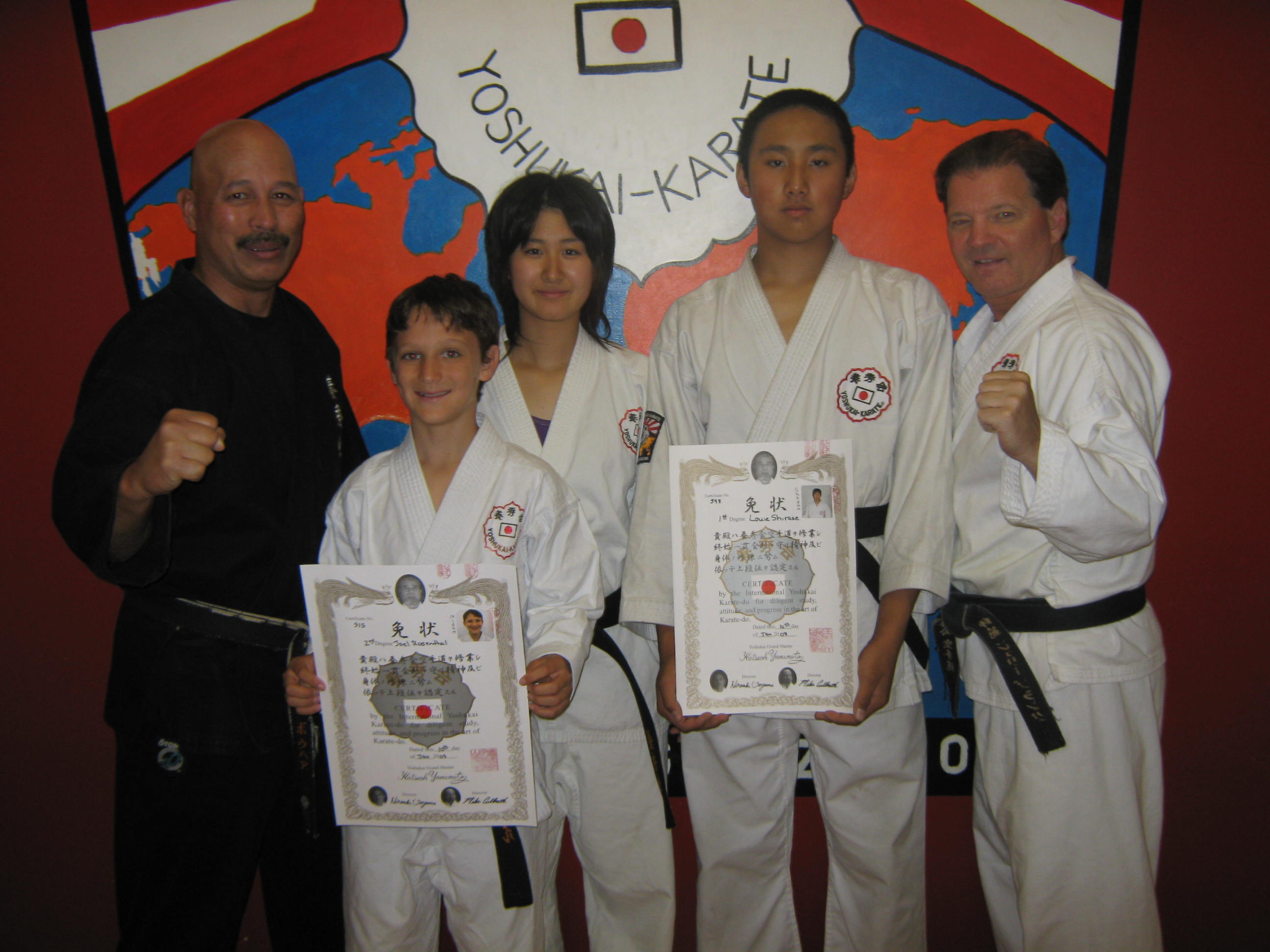 (L-R) Jesse Borja, Joel Rosenthal, Megumi Morimoto, Louie Shirase and Sensei Gerry Blanck.