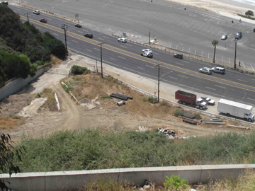 Community Council member Stuart Muller successfully persuaded the City of Los Angeles to clean up this heavy piping material and other debris at the mouth of Potrero Canyon along Pacific Coast Highway. Photo: Stuart Muller