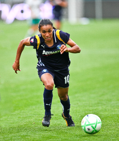 Soccer superstar Marta will sign autographs for fans at halftime Saturday night when the Blues host Colorado at Palisades High.