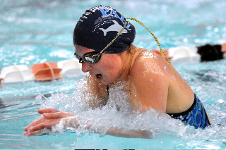 Palisades High's Hayley Lemoine swims the breaststroke leg on her way to third place in the 200 individual medley Friday at the Beverly Hills Invitational.