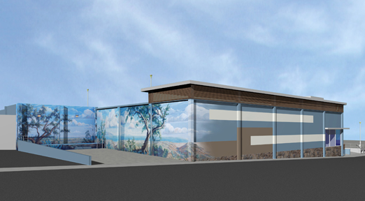 When CVS Pharmacy in Pacific Palisades remodels the exterior of its store, Terri Bromberg's 1999 Clearwater mural facing Sunset Boulevard will be partly wrapped around to the Swarthmore Avenue side. Rendering: Courtesy of Todd Conversano.