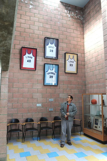 Erich Hass, director of the Palisades Recreation Center, stands in the space off the entrance hallway of the big gym, which will be converted into a police facility. Photo: Rich Schmitt/Staff Photographer