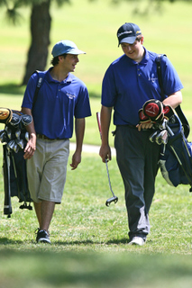 Jared Rosen (left) and Sam Jacoby were Palisades High's only golfers at the City Section Championships last week in Griffith Park.