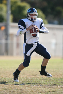 Conner Preston rolls out of the pocket looking for an open receiver Friday afternoon in Palisades' 7-0 loss at Hamilton. The Dolphins missed the City playoffs, finishing with a 5-5 record.