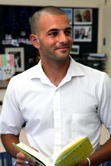 Darren Bates, Paul Revere Charter Middle School world history and geography teacher and winner of the Lori Petrick Excellence in Teaching Award, presented annually by the Palisades Charter Schools Foundation.    Rich Schmitt/Staff Photographer