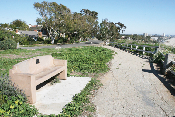 The Dino A. De Laurentiis memorial bench, located at the Via de las Olas bluffs.