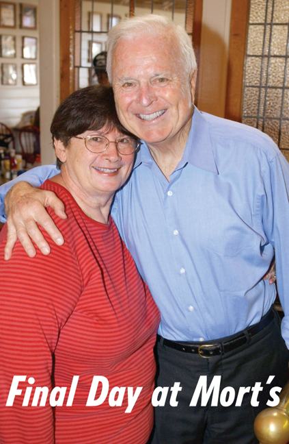 Bobbie Farberow, owner of Mort's Palisades Deli on Swarthmore since 1974 (with her late husband Mort), celebrates the restaurant's final day on Saturday with new owner Richard Riordan, former mayor of Los Angeles and a Brentwood resident.