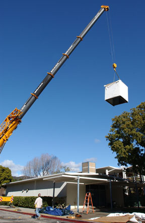 Contractors hired by the Los Angeles Unified School District worked to install an elevator at Palisades Charter High School in January, and it is still not completed.
