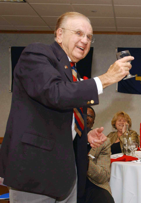 Emil Wroblicky raises his glass to a sold-out audience at the Citizen of the Year celebration hosted by the Palisadian-Post.