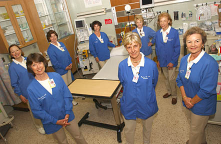 ER Angels working in the emergency room at St. John's this day include, from left front clockwise: Ann Harter, Karen Hand, Pam Shea, Melinda Casey, Janie Crane, Mary Ann Weiss, Silgia Grass and Margaret Given.