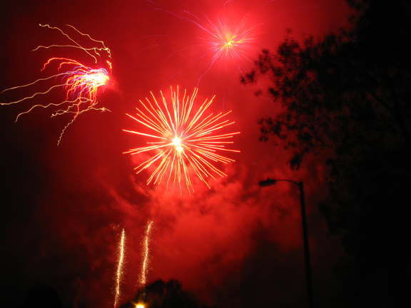 Thousands of residents and numerous out-of-town guests enjoyed an $18,500 fireworks show at Palisades High, organized by the Palisades Americanism Parade Association and presented by Pyro Spectaculars.     Photo: Tom Hofer