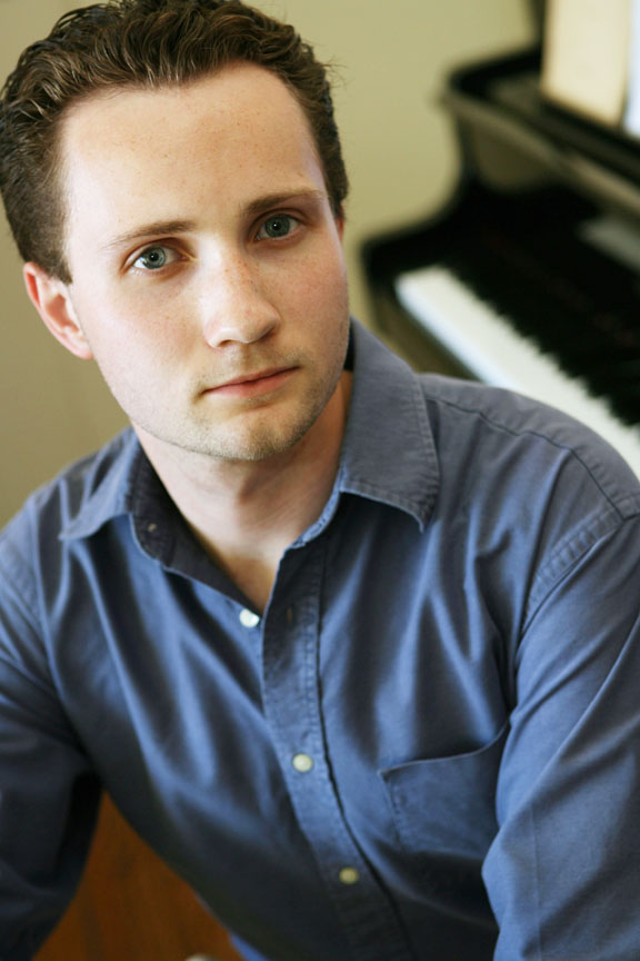 Sean Friar at the piano in his Pacific Palisades home.