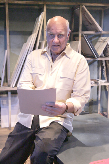 Peter Michael Goetz illustrates the power and persona in his portrayal of Pablo Picasso during the West Coast premiere of Jeffrey Hatcher?s ?A Picasso? in The Audrey Skirball Kenis Theater at the Geffen Playhouse.   Photo: Michael Lamont
