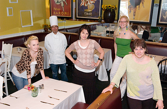 Inside the remodeled Hidden Cafe in the Highlands are (left to right) Sarah Williams, chef Lorenzo Paz, Danica Hood, Quinne Anderson and owner Mary Autera.