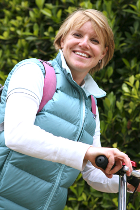 Pacific Palisades Junior Women's President Alyssa MacMiller maneuvers around town on her scooter.