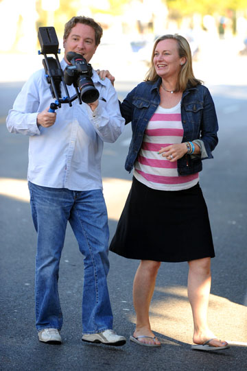 Pacific Palisades documentary director Sarah Kelly with her cameraman and creative partner, Darren Ayres. Rich Schmitt/Staff Photographer
