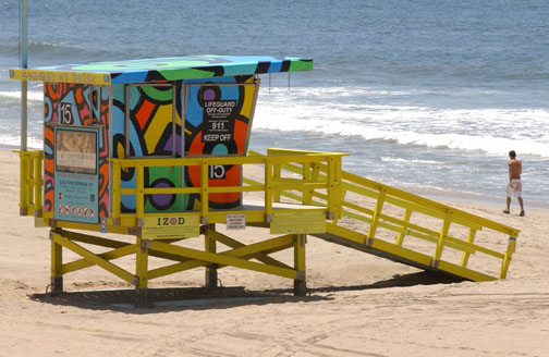 The 14 lifeguard towers at Will Rogers Beaches are part of the largest public art display in the country, 