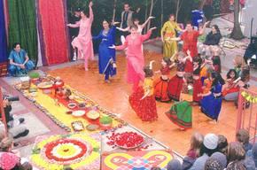 Spices and foods typical of India's Diwali festival are on display along with Rangoli, 