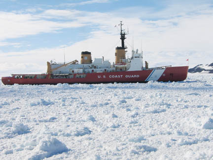 The U.S. Coast Guard cutter Polar Sea is caught in 