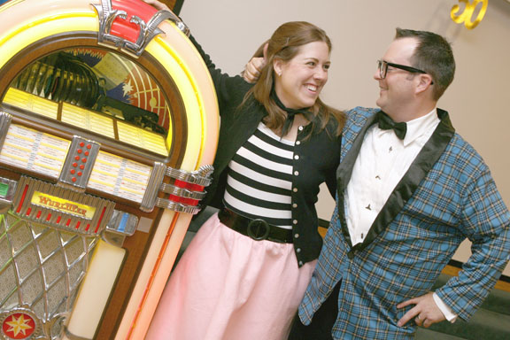 Eric Hatfield, Master of Riviera Masonic Lodge 780 in Pacific Palisades, joined his wife, Kelly, at the  jukebox Saturday night as the lodge celebrated its 50th anniversary with a '50s party in the American Legion Hall.