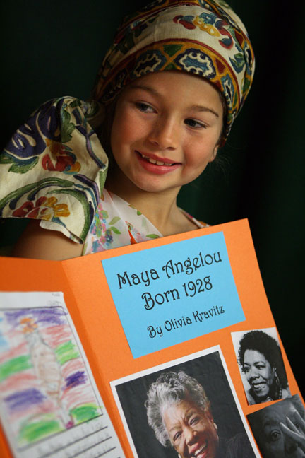 Second grader Olivia Kravitz came to school dressed as the poet Maya Angelou when Canyon Charter Elementary celebrated Black History Month, as documented in our February 21 edition.