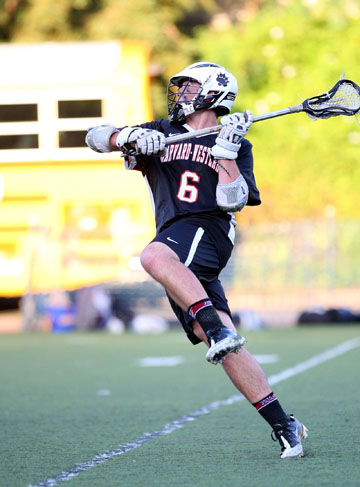 Palisadian Evan Meister, a junior at Harvard-Westlake, rips a shot for one of his 26 goals last season.