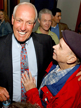 Councilman-elect Bill Rosendahl celebrated his victory in the council district race at Gary Shafner's home in Venice.