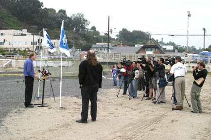 The media turned out in force at last week's Heal the Bay news conference held at the mouth of Santa Monica Canyon where executive director Mark Gold discussed the latest beach water-quality reports.