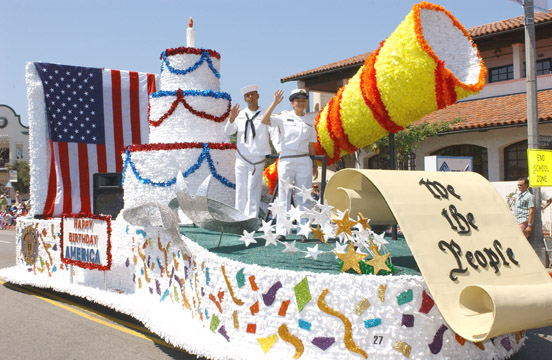 American Legion Post 283 float won the Sweepstakes as Most Outstanding Float. It was decorated with a big birthday cake, a party horn and confetti, celebrating the nation's birthday.