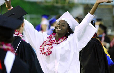 Tamiel Holloway embraces her June 17 graduation from Palisades High with obvious joy.