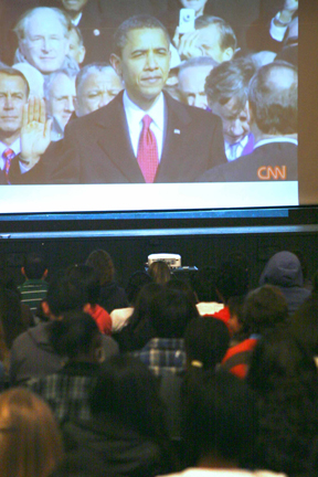Students at Palisades Charter High School joined citizens across the nation watching as President Barack Obama took the oath of office Tuesday morning. 