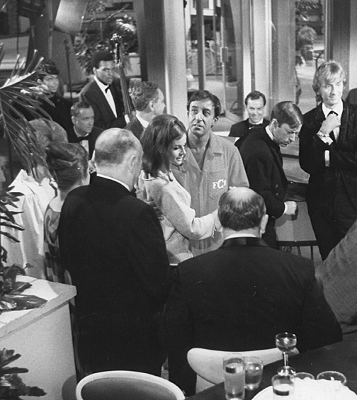 Peter Sellers, Claudine Longet and Steve Franken party it up in a scene from Blake Edwards' 1968 Hollywood comedy.