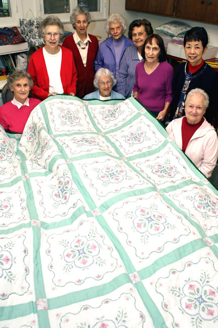 Methodist women worker bees (left to right): Helen Christie, Billy Koening, Marge Buell, Jessie Fuchiek, Lois Bandel, Doris Schock, Wilma Gardner, Elsie Muramatsu and Lois Anderson.