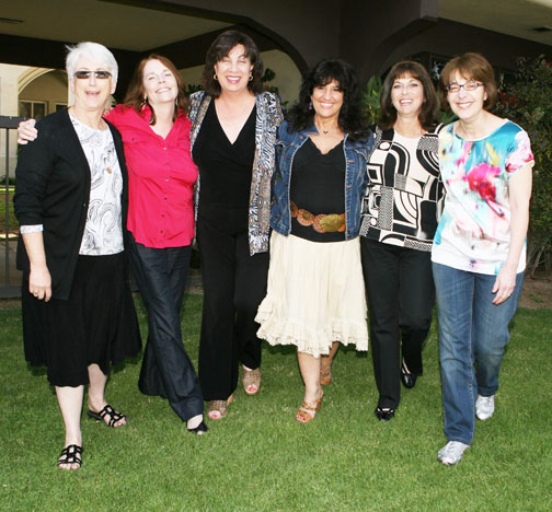 Six women who all grew up in the Marquez Knolls area and graduated from Palisades High got together in March to plan their 40th high school reunion. Left to right, Liz Heald Lev, Janet Betts Dean, Roberta Ross Donohue, Tina Mollis, Suzie Bierman and Andrea Borden Roberts. Janet, Tina and Andrea all flew in from out-of-state for the long weekend of planning and memories. Liz, Suzie and Roberta still live locally.