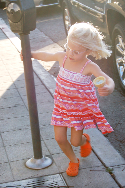 Paige Howenstein twirls around a parking meter in front of Baskin-Robbins, taken on November 12 by Jared Rosen, a sophomore at Palisades High. 