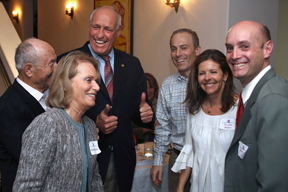 Pacific Palisades residents Jamie and Priscilla Halper hosted a fundraiser last Thursday for City Councilman Bill Rosendahl and Mike Stryer, who is seeking a spot on the LAUSD board. Left to right: Arline and Joe Halper (former president of the Pacific Palisades Democratic Club), Rosendahl, Jamie and Priscilla Halper and Stryer.