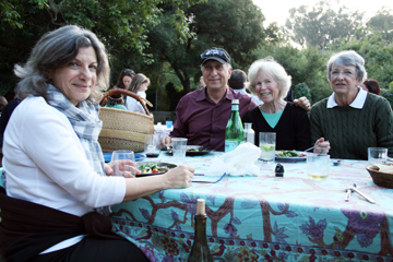 Left to right, Amelia Saltsman, Ralph Saltsman, Jill Walsh and Carolyn Perry enjoy a recent Monday night picnic at Rustic Canyon Park. They have all lived in the canyon for 25-plus years. Photo: Debbie Alexander