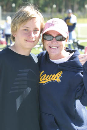 Palisades mom Renee Brown (right) and her son Jared had reason to smile after completing the IronBruin Triathlon April 10 at UCLA. Photo: bluestarphoto.net