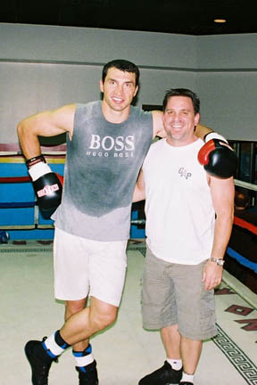 Wladimir Klitschko (left) stands with Palisadian David Williams, who was the boxer's chef and roommate at his training camp in the Poconos.