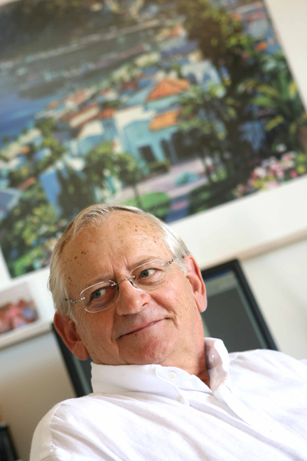 Author Gene Harrison Starbuck at his Palisades home.