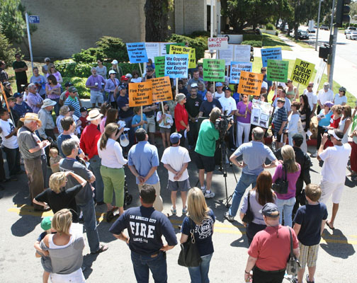 Residents gathered for a protest rally at Fire Station 69 Sunday. Rich Schmitt/Staff Photographer