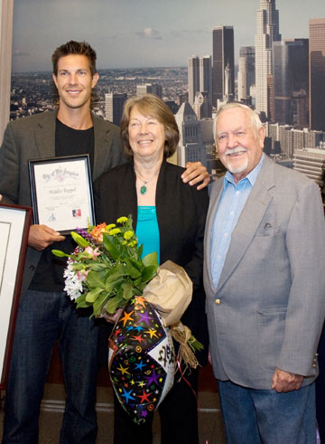 When Haldis Toppel received one of this year's Women of Courage awards at City Hall on August 17, she was joined by her son Curt and her husband Kurt.