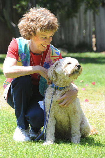 Janet Turner, with her dog Merlin, became the new Pacific Palisades Community Council chair on July 1.