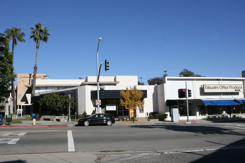 The buyer of the Palisades Properties retail space on Swarthmore Avenue and Sunset Boulevard may want to demolish the buildings shown here