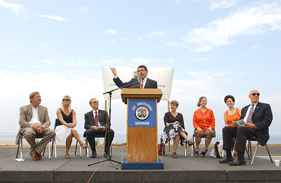 On Monday, L.A. County Supervisor Zev Yaroslavsky praised the county's project to upgrade its facilities at Will Rogers State Beach, and he dedicated the 22.3-mile bike path to late City Councilman Marvin Braude.